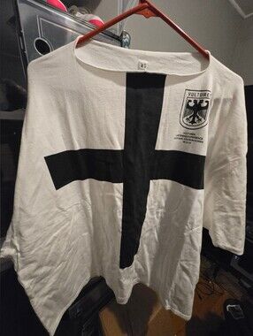 Ye Kanya West YS Vultures White Graphic Tee with Black Cross and Crest